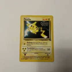 Pikachu Rare Pokemon Card Vintage 1999 #4 Black Star Movie Promo - Image 1