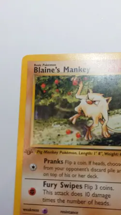 🔥Blaine's Mankey Pokemon Card 63/132 Gym Challenge 1st Edition Non-Holo -MP - Image 2