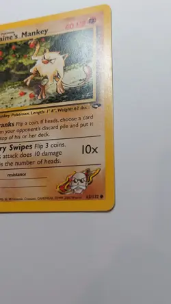 🔥Blaine's Mankey Pokemon Card 63/132 Gym Challenge 1st Edition Non-Holo -MP - Image 4
