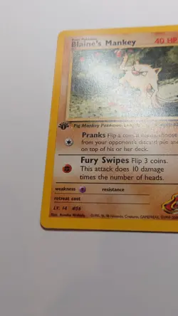 🔥Blaine's Mankey Pokemon Card 63/132 Gym Challenge 1st Edition Non-Holo -MP - Image 5
