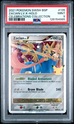 2021 Pokemon Swsh Black Star Promo Zacian Lv.X-Holo Celebrations PSA 9 - Image 1