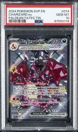 2024 POKEMON SVP EN-SV BLACK STAR PROMO PALDEAN FATES TIN CHARIZARD EX PSA 10 - Image 1