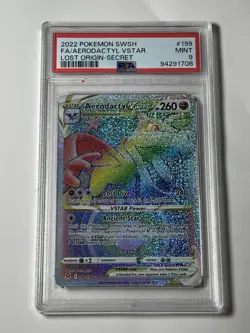 2022 Pokemon SWSH Lost Origin Secret Hyper Rare Aerodactyl VSTAR #199 PSA 9 - Image 1