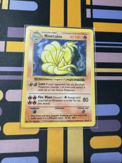 1999 Pokemon Base Set 12/102 Ninetales Holo Shadowless HP - Image 1