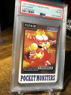 1997 Pokemon Carddass Pocket Monsters File #126 Magmar PSA 4 - Image 3