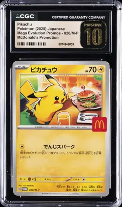 2025 POKEMON JPN MEGA EVOLUTION MCDONALDS PROMO #020/M-P PIKACHU CGC 10 PRISTINE - Image 1