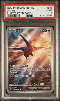 2024 POKEMON SSP EN-SURGING SPARKS ILLUSTRATION RARE #203 LATIOS PSA 9 - Image 1
