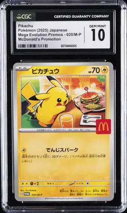 2025 POKEMON JAPANESE MEGA EVOLUTION MCDONALDS PROMO #020/M-P PIKACHU CGC 10 - Image 1