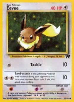 Moderately Played, English Pokemon Regular Eevee - 55/82 - Common - Unlimited Ed - Image 1