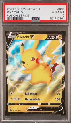 Pikachu V 086/264 Pokemon TCG Fusion Strike Holo Ultra Rare PSA 10 Gem Mint - Image 1