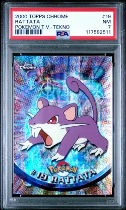 2000 TOPPS CHROME POKEMON T.V. TEKNO #19 RATTATA PSA 7 - Image 1