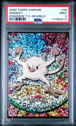 2000 TOPPS CHROME POKEMON T.V. SPARKLE #56 MANKEY PSA 9 - Image 1