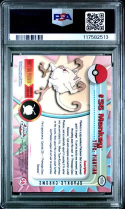 2000 TOPPS CHROME POKEMON T.V. SPARKLE #56 MANKEY PSA 9 - Image 2