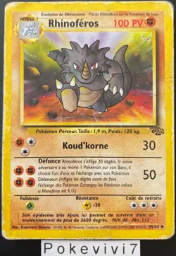 Carte Pokemon RHINOFEROS 45/64 Jungle Wizards FR (VERSO !!) - Image 1