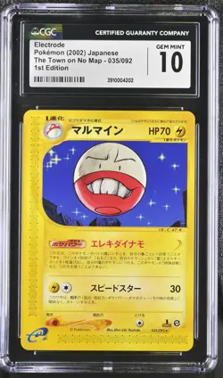CGC 10 Electrode 035/091 1st Edition The Town on No Map 2002 Pokemon Card - Image 1