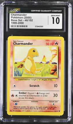 CGC 10 Charmander 46/102 Base Set 4th Print 1999-2000 Pokemon Card - Image 1