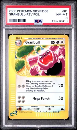 PSA 8 Granbull Reverse Holo 61/144 Skyridge 2003 Pokemon Card - Image 1