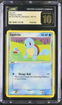 CGC 10 Pristine Squirtle 82/112 EX Fire Red & Leaf Green 2004 Pokemon Card - Image 1