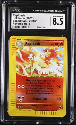 CGC 8.5 Rapidash Reverse Holo 26/165 Expedition 2002 Pokemon Card - Image 1