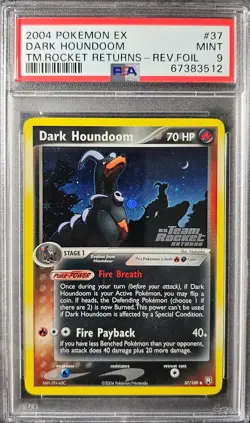 PSA 9 MINT Dark Houndoom 37/109 REVERSE HOLO EX Team Rocket Returns Pokemon Card - Image 1