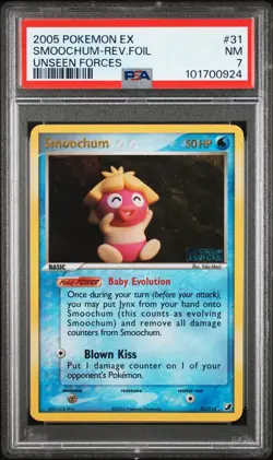 PSA 7 Smoochum Reverse Holo 31/115 EX Unseen Forces 2005 Pokemon Card - Image 1