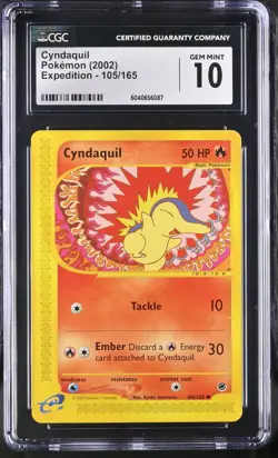 CGC 10 Cyndaquil 105/165 Expedition 2002 Pokemon Card - Image 1
