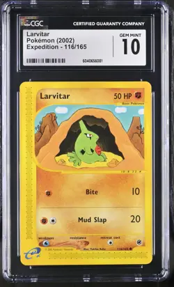 CGC 10 Larvitar 116/165 Expedition 2002 Pokemon Card - Image 1