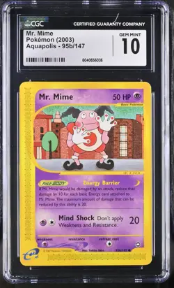 CGC 10 Mr. Mime 95b/147 Aquapolis 2003 Pokemon Card - Image 1