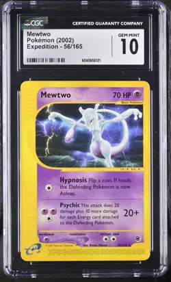 CGC 10 Mewtwo 56/165 Expedition 2002 Pokemon Card - Image 1