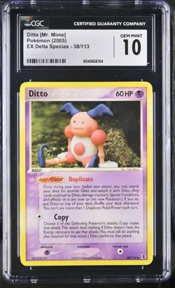 CGC 10 Ditto [Mr. Mime] 38/113 EX Delta Species 2005 Pokemon Card - Image 1