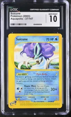 CGC 10 Suicune 37/147 Aquapolis 2003 Pokemon Card - Image 1