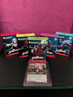 MAGIC THE GATHERING NYCC 2025 SPIDER-MAN WELCOME DECK SET OF 5 WITH PROMO CARD - Image 1