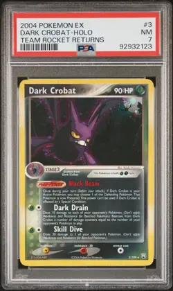 PSA 7 NEAR MINT Dark Crobat 3/109 Holo EX Team Rocket Returns 2004 Pokemon Card - Image 1