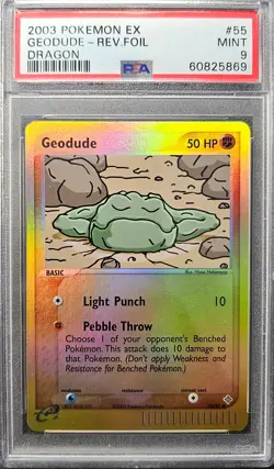 PSA 9 MINT Geodude 55/97 Reverse Holo EX Dragon 2003 Pokemon Card - Image 1