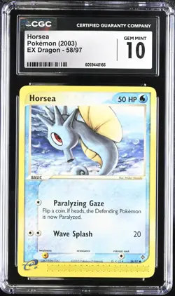 CGC 10 Horsea 58/97 EX Dragon 2003 Pokemon Card - Image 1