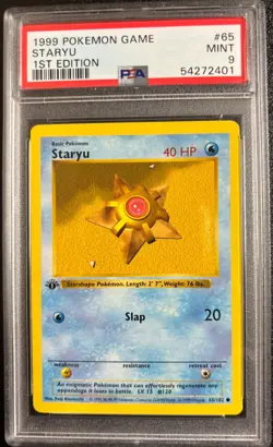 PSA 9 Staryu 65/102 1st Edition Base Set 1999 Pokemon Card - Image 1