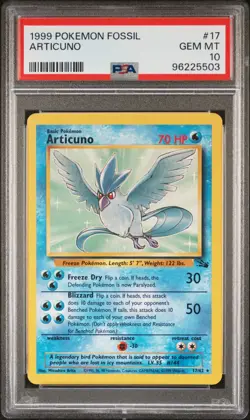 PSA 10 Articuno 17/62 Fossil 1999 Pokemon Card - Image 1