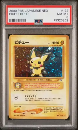 PSA 8 Pichu Holo No. 172 Neo 2000 Pokemon Card - Image 1