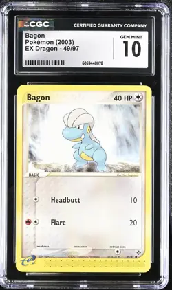 CGC 10 Bagon 49/97 EX Dragon 2003 Pokemon Card - Image 1