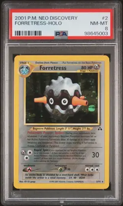 PSA 8 Forretress Holo 2/75 Neo Discovery 2000 Pokemon Card - Image 1
