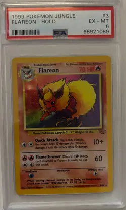 PSA 6 Flareon Holo 3/64 Jungle 1999 Pokemon Card - Image 1