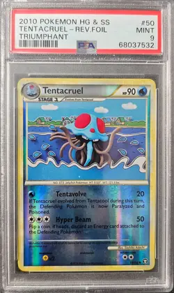 PSA 9 MINT Tentacruel 50/102 Reverse Holo HGSS Triumphant 2010 Pokemon Card - Image 1
