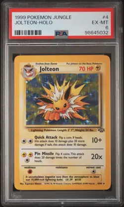 PSA 6 Jolteon Holo 4/64 Jungle 1999 Pokemon Card - Image 1
