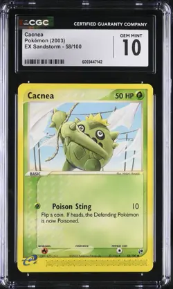 CGC 10 Cacnea 58/100 EX Sandstorm 2003 Pokemon Card - Image 1