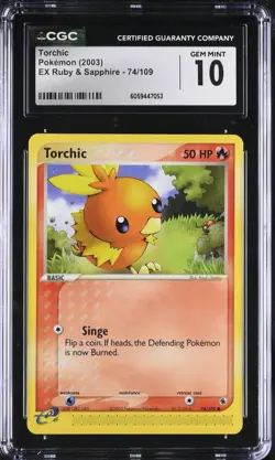 CGC 10 Torchic 74/109 EX Ruby & Sapphire 2003 Pokemon Card - Image 1