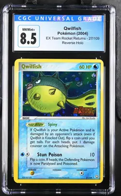 CGC 8.5 Qwilfish Reverse Holo 27/109 EX Team Rocket Returns 2004 Pokemon Card - Image 1