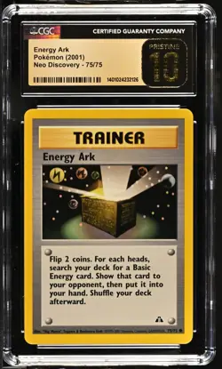 CGC 10 Pristine Energy Ark 75/75 Neo Discovery 2001 Pokemon Card - Image 1