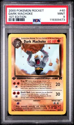 PSA 9 Dark Machoke 40/82 1st Edition Team Rocket 2000 Pokemon Card - Image 1