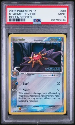 PSA 9 Starmie Reverse Holo 30/113 EX Delta Species 2005 Pokemon Card - Image 1