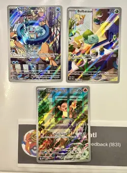 Squirtle 148/142 + Bulbasaur 143/142 + Charmander 044 Stellar Crown Holo 3 Card - Image 1
